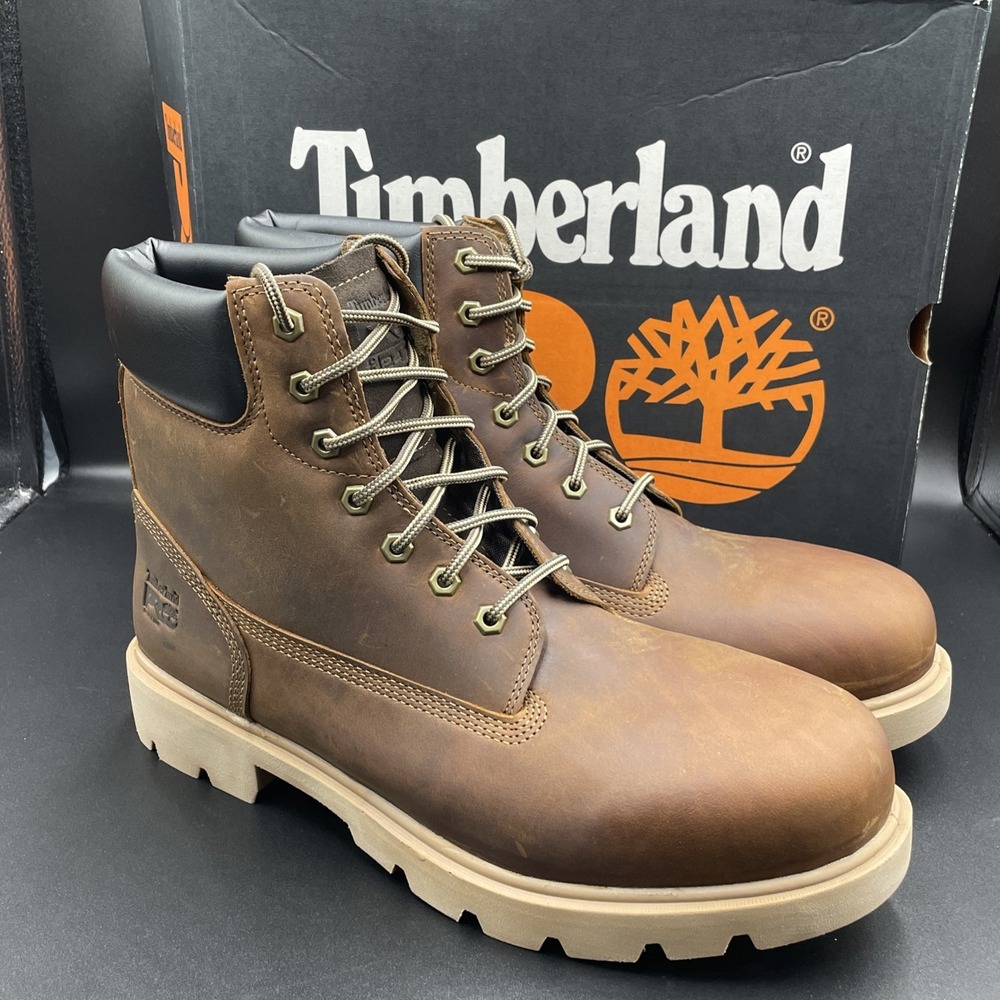 Timberland Pro Sawhorse 6" Size 11.5 M Mens Soft Toe Brown Leather Boots
